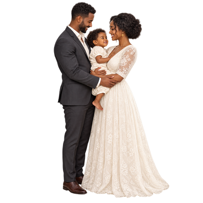 Example Ethiopian family portrait for a personalized Soulmates pillow