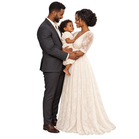 Example Ethiopian family portrait for a personalized Soulmates pillow